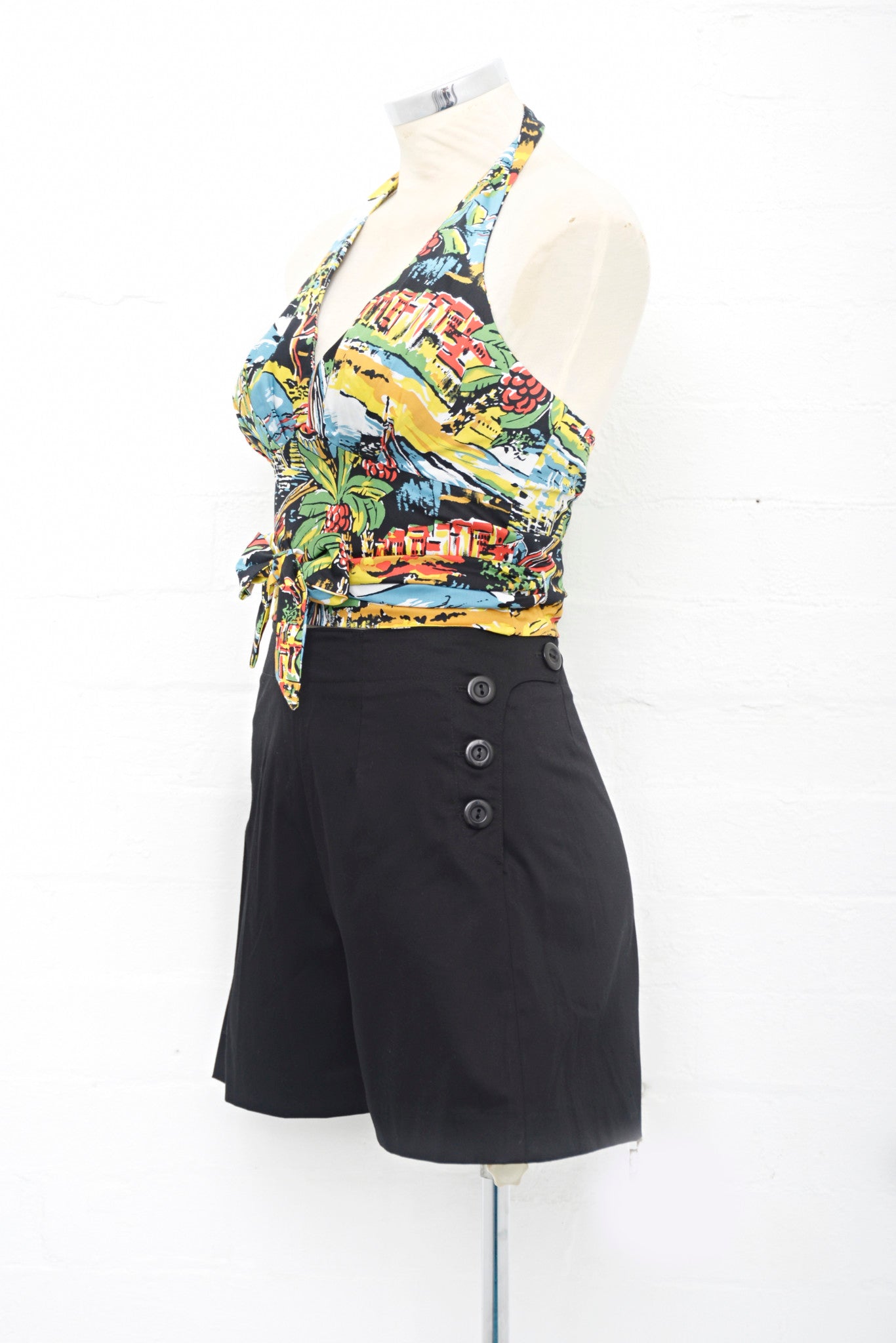 40's Button Shorts  Black