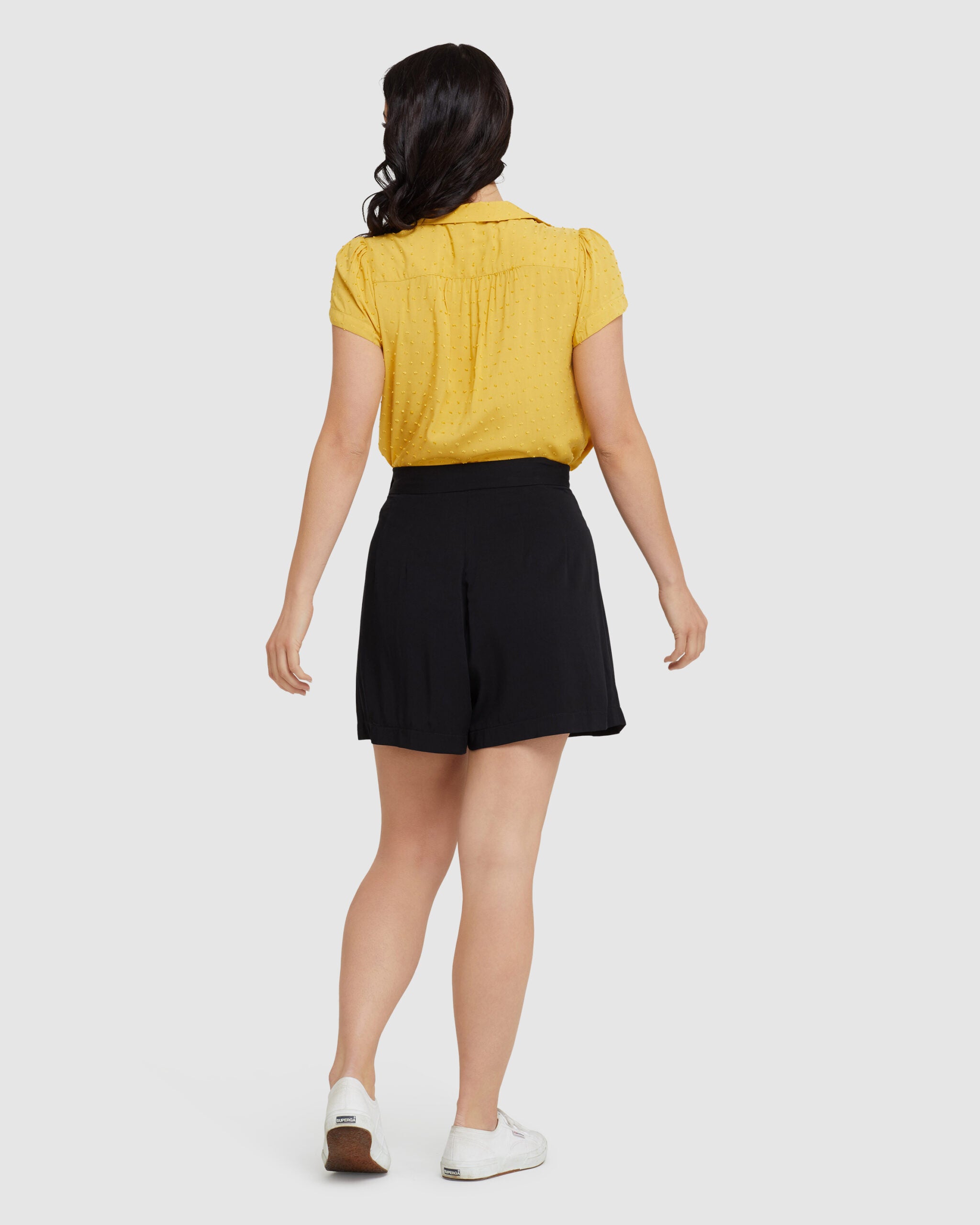 Evita Blouse Mustard Textured Rayon Retrospec'd Clothing