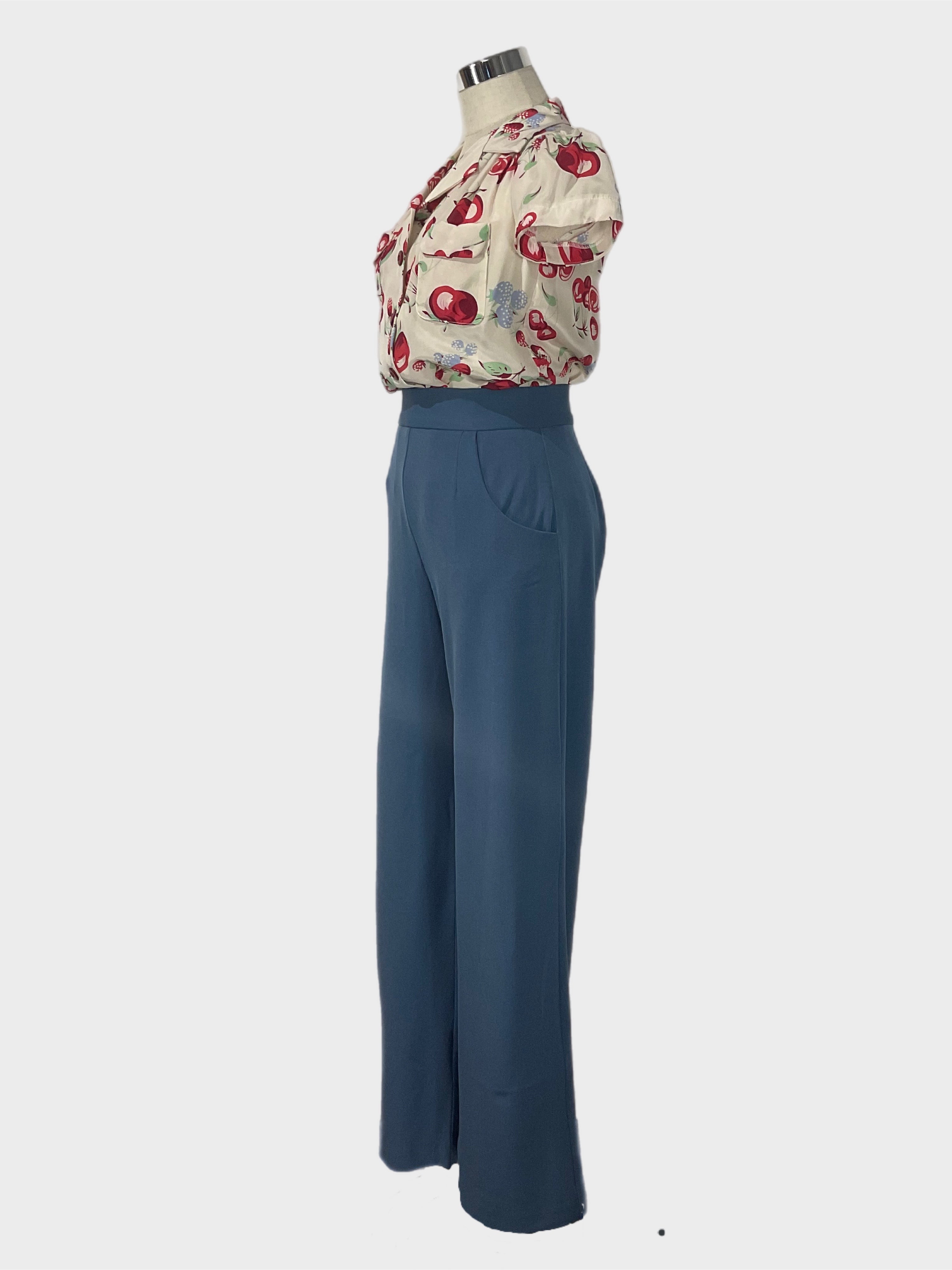 Hepburn Pants Hepburn Vintage style swing Pants Petrol Blue Retrospec'd Clothing Petrol Blue Retrospec'd Clothing