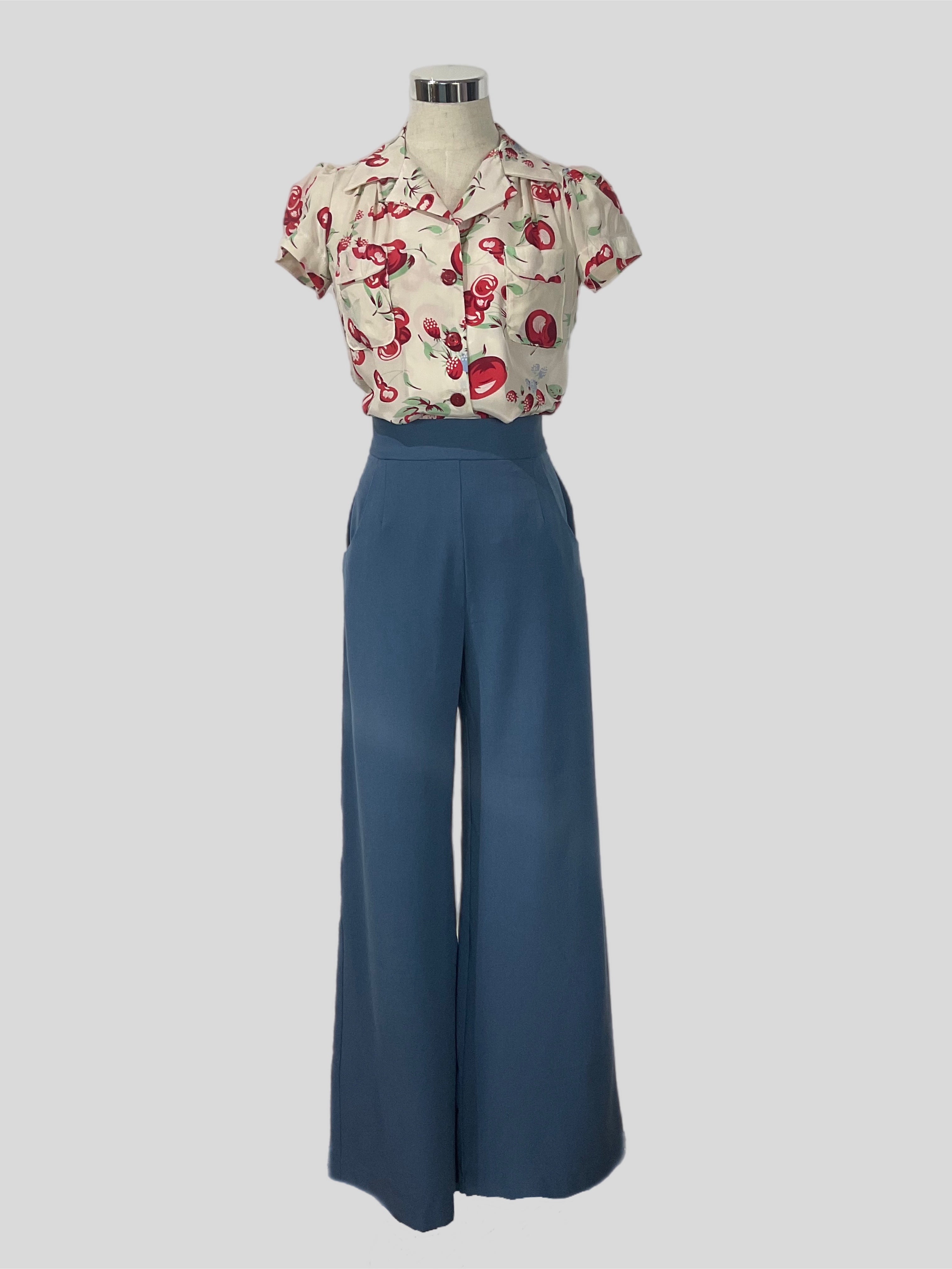 Hepburn Vintage style swing Pants Petrol Blue Retrospec'd Clothing